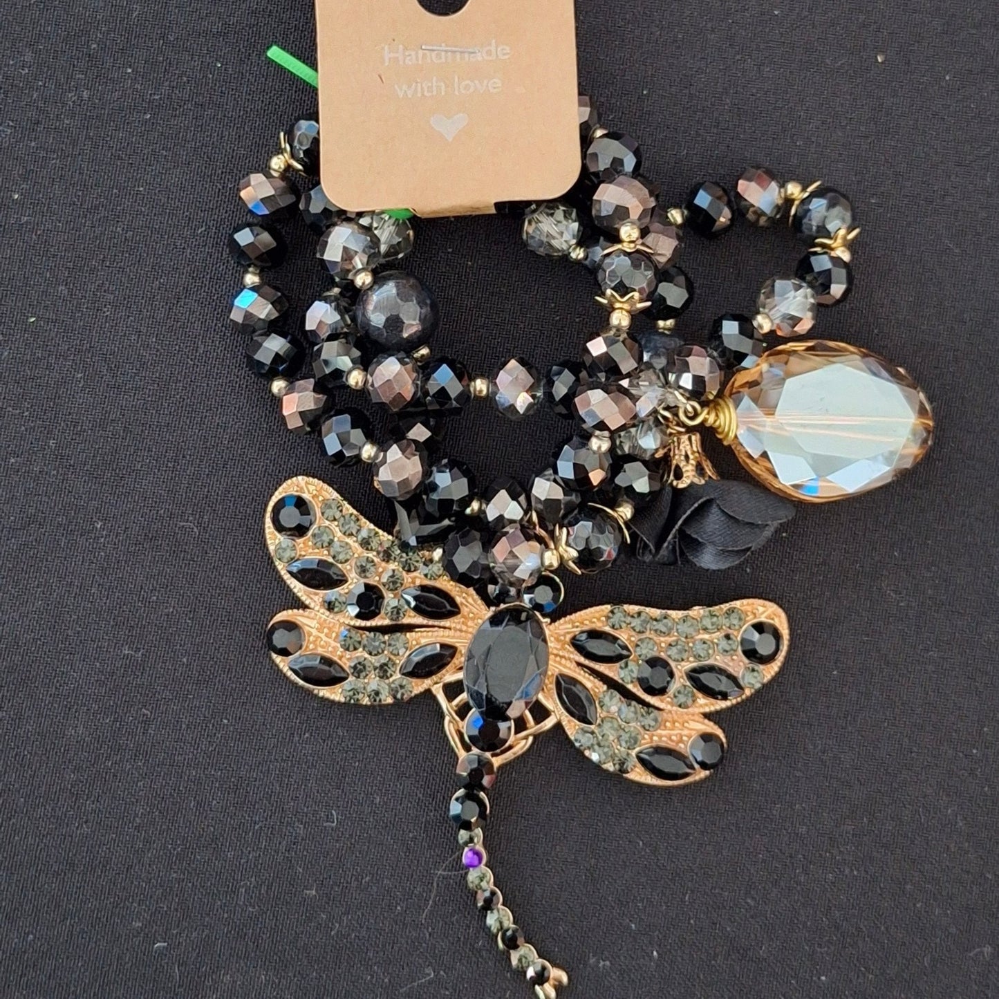 Set de Pulseras- Libélula Baño de Oro y Cristal Checo