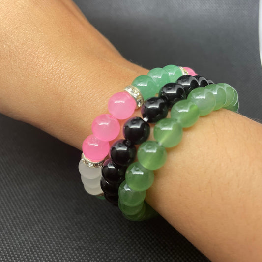 Set de Pulseras -Good Energy Jade Rose Quartz