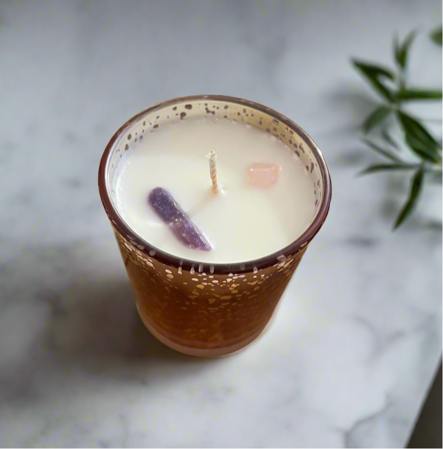 Velas de Soja con Cuarzos- varias fragancias