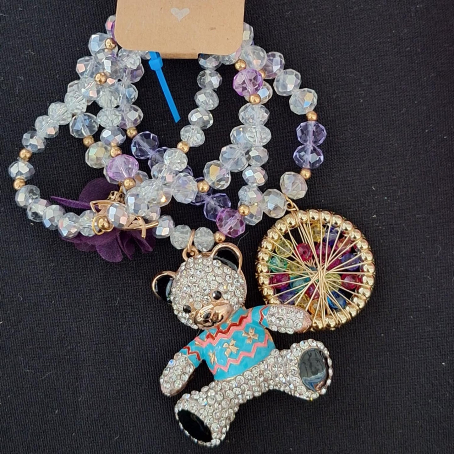 Set de Pulseras- Oso Baño de Oro y Cristal